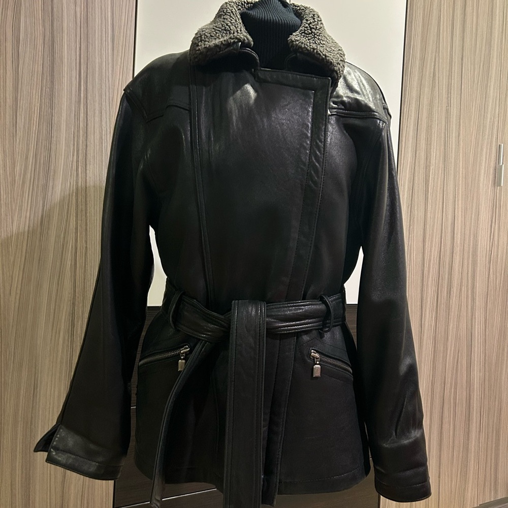 Coldwater Creek Soft Lambskin Leather Jacket, Black Pre-owned Small